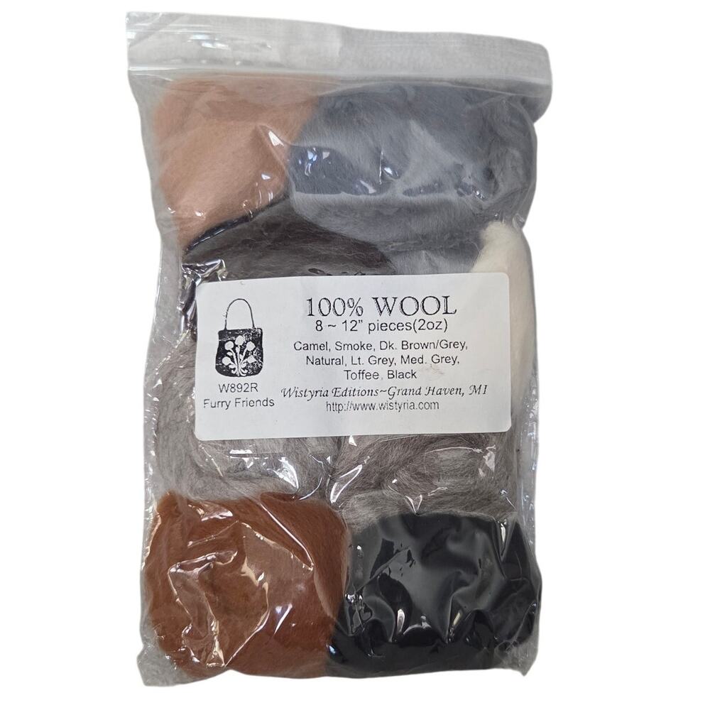NEW 100% Wool Package of 8 Wysteria 12" W892R Camel Smoke Toffee Gray